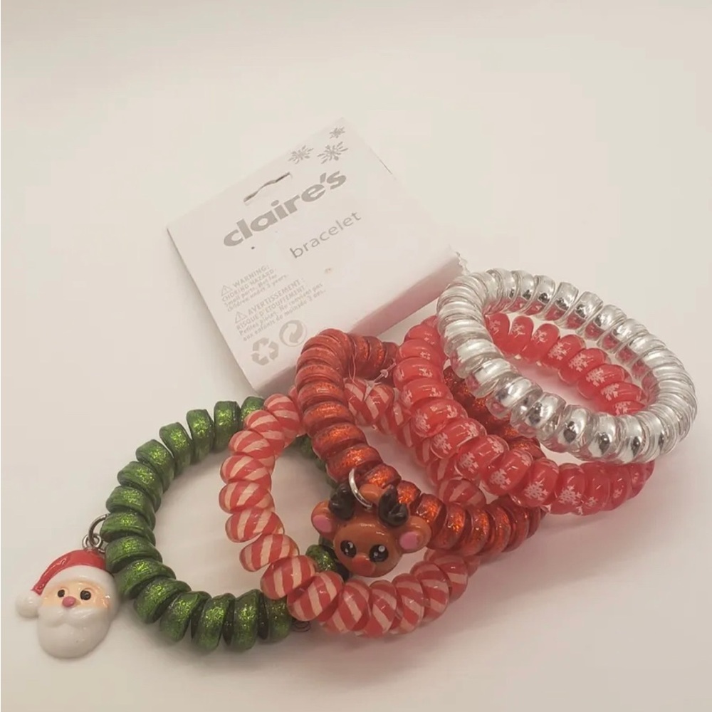 Claires Christmas Bracelet 5 pack Santa & Reindeer Charms Multi-Color